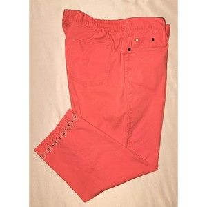 Rudy Rd Womens 12 Crop Capri Embellished Hem Elastic Waist Zip Button Fly Pants
